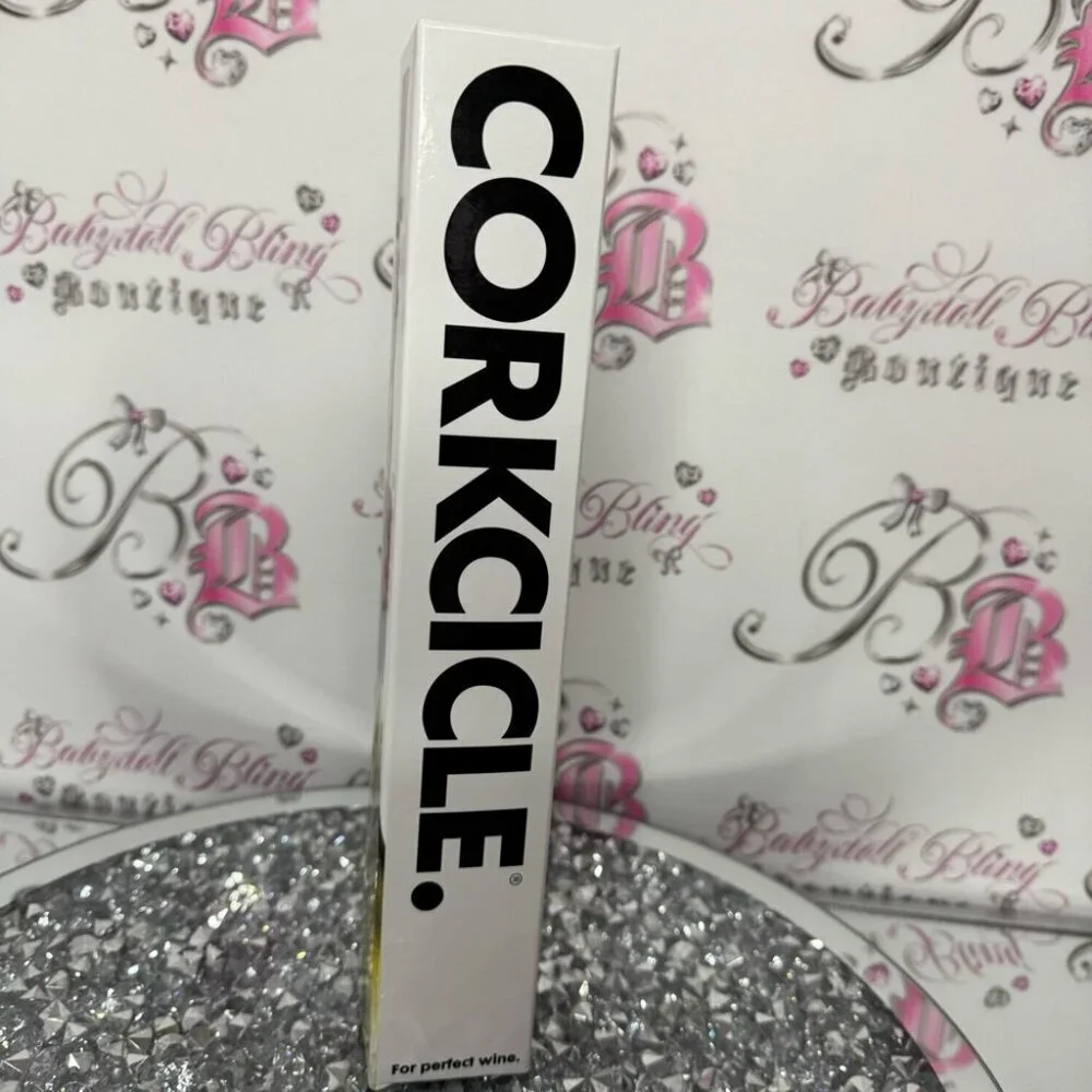 Corkcicle wine cooler chiller stick ice 🧊 cold 🥶 clear and tan cork top BNWT